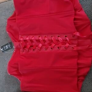 TORRID RED ZIP FRONT KNIT CORSET